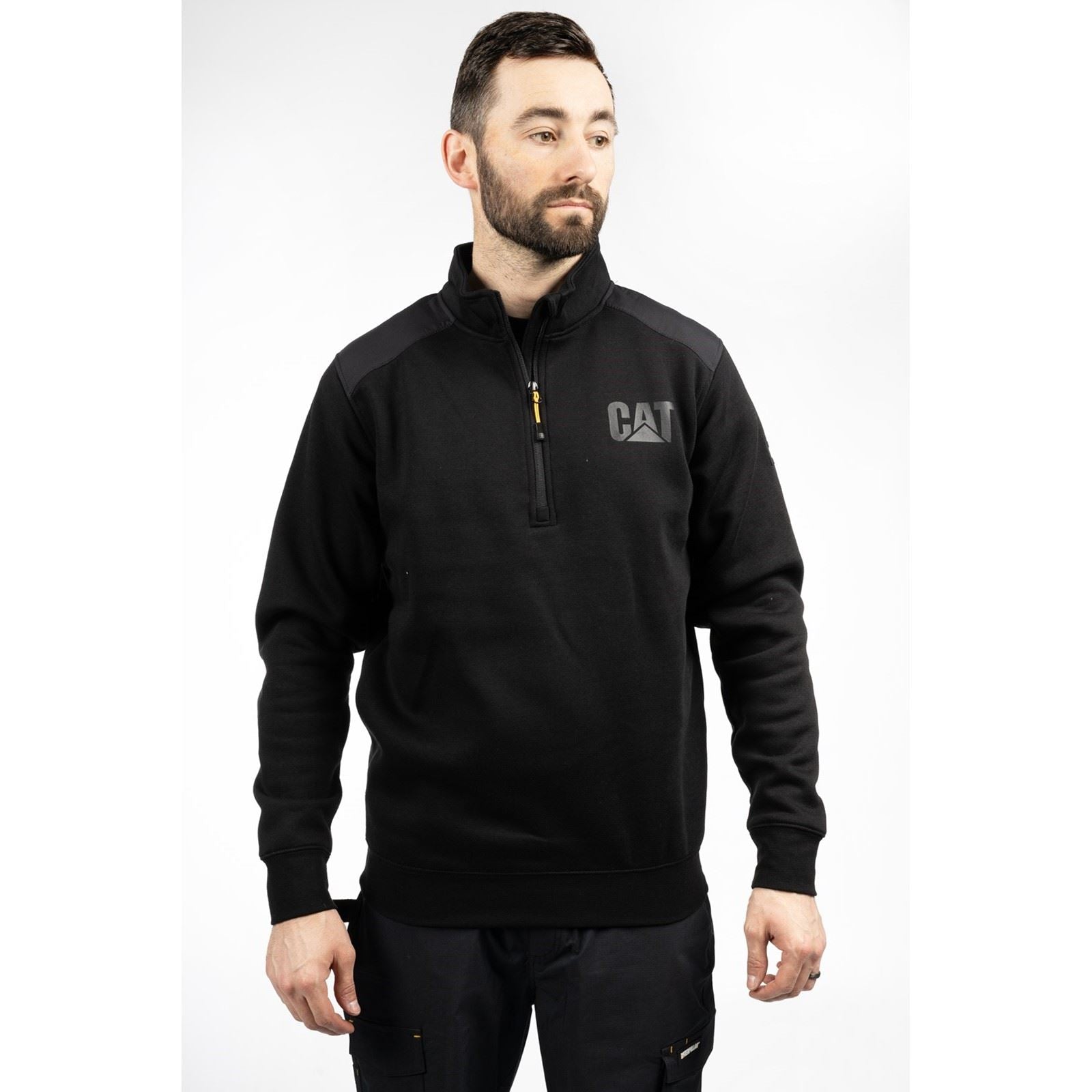 Product Image for Caterpillar Essential 1/4 Zip Polyester Men's Black Sweatshirt