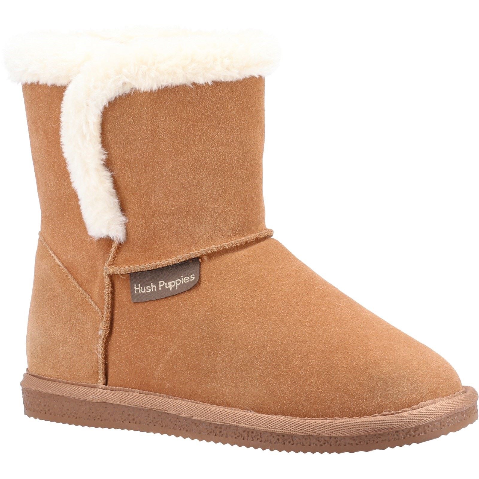 Product Image for Hush Puppies Ashleigh Suede and Faux Fur Women's Tan Slippers