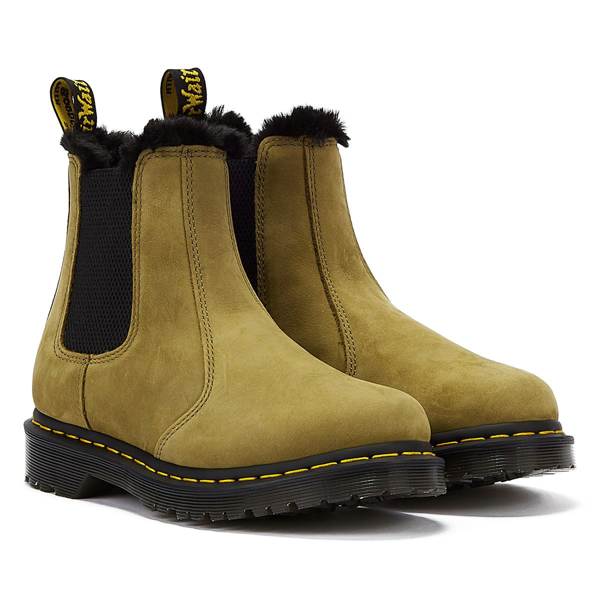 Dr. Martens 2976 Leonore Buffbuck Fur Olive Women’s Green Boots