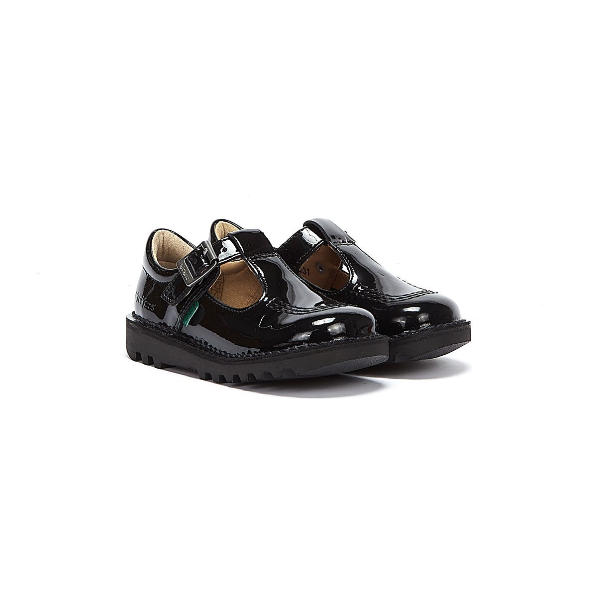 Kickers Infant Black Kick t Bar Patent Leather Shoes