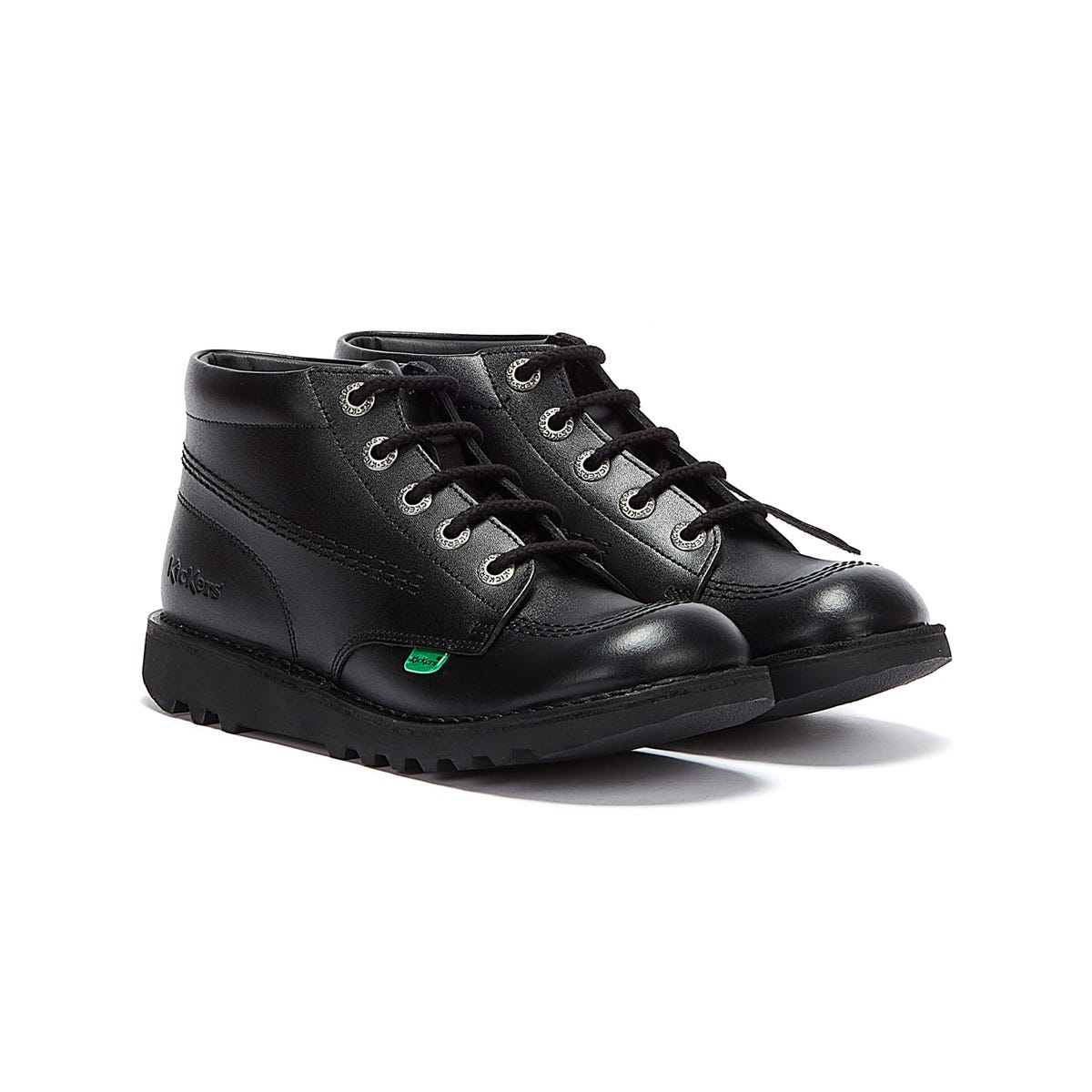 Kickers Kick Hi Junior Black Leather Ankle School Boots