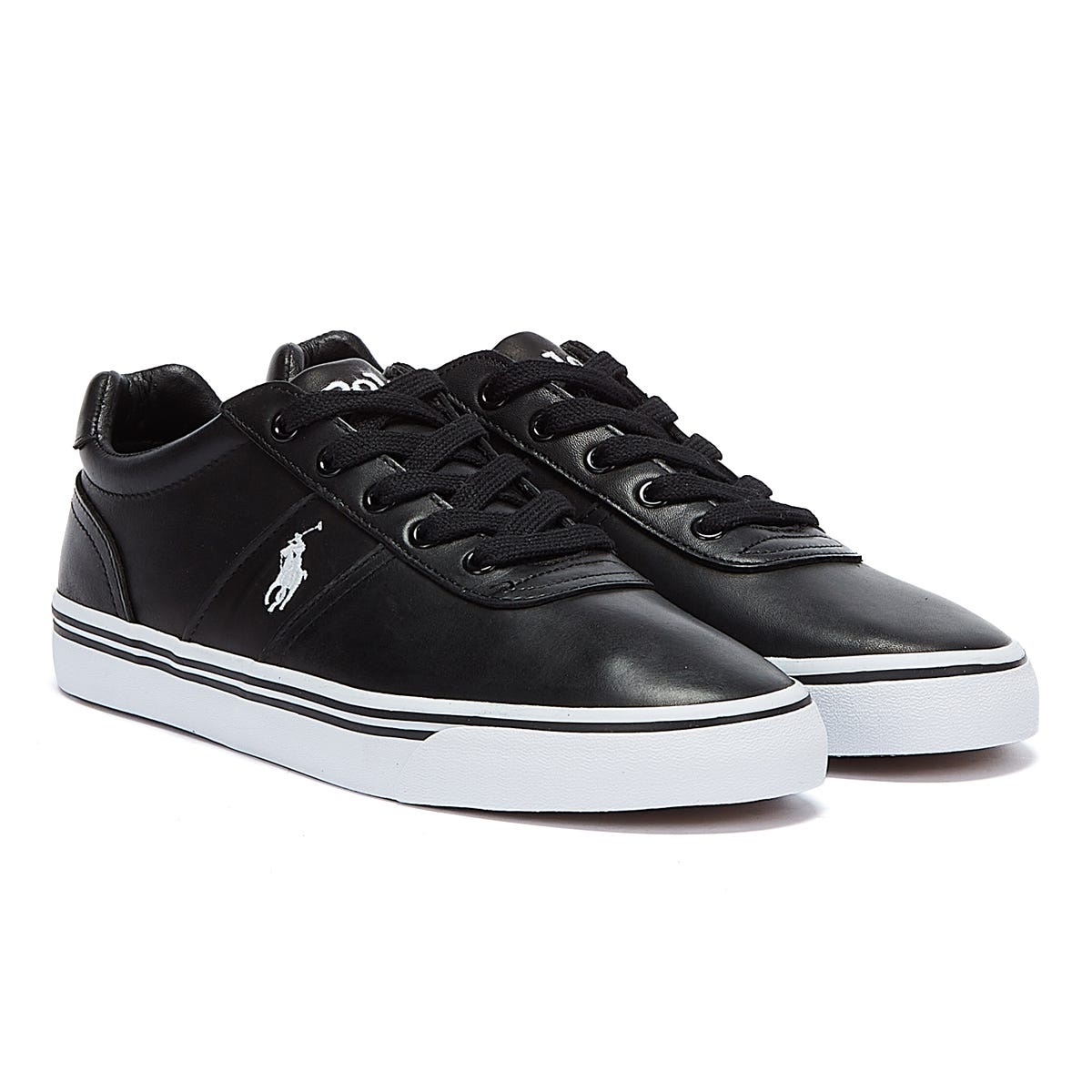 Ralph Lauren Hanford Mens Pure Black Leather Trainers