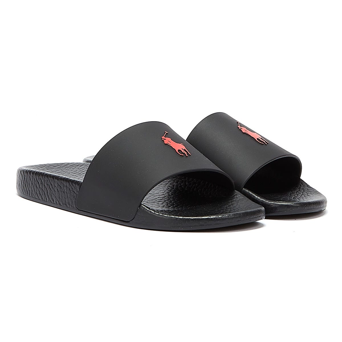 Ralph Lauren Polo Player Mens Black / Red Slides – Tower-London.com