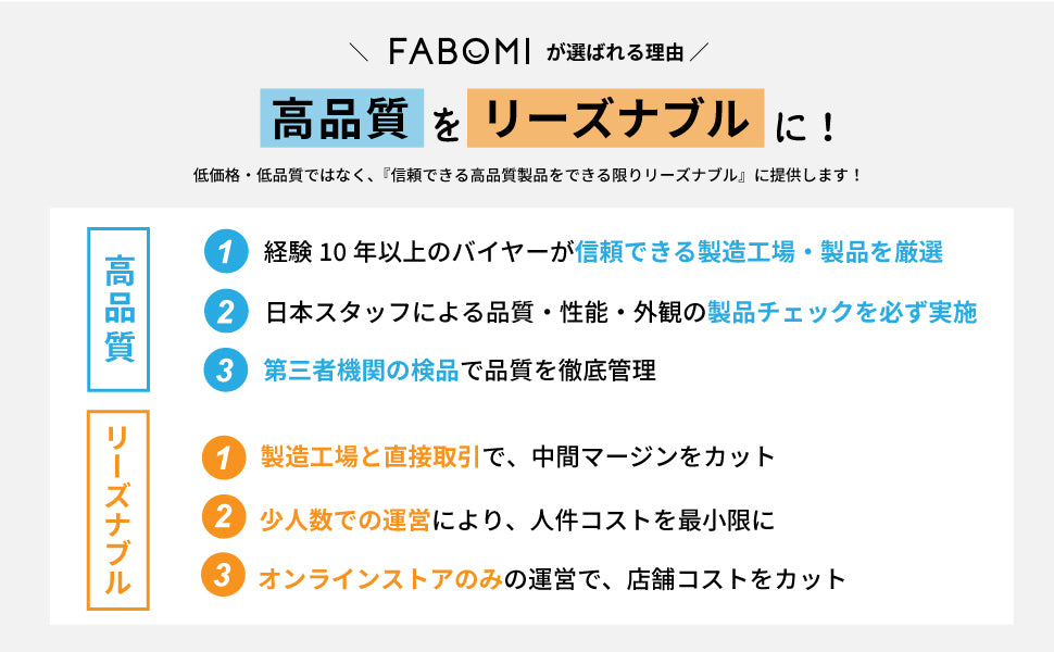 FABOMIが高品質でリーズナブルな理由