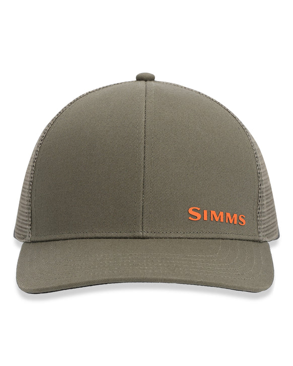 Simms Mens Fly Fishing Hat Trout Flag Brown Black Mesh Snapback Trucker Cap