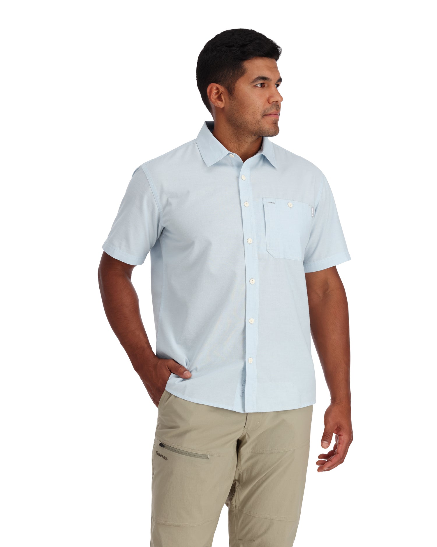 POLYESTER TWILL FLY FRONT S/S SHIRT-