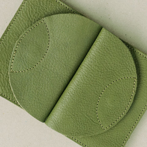 2 small wallets made of olive green eco leather