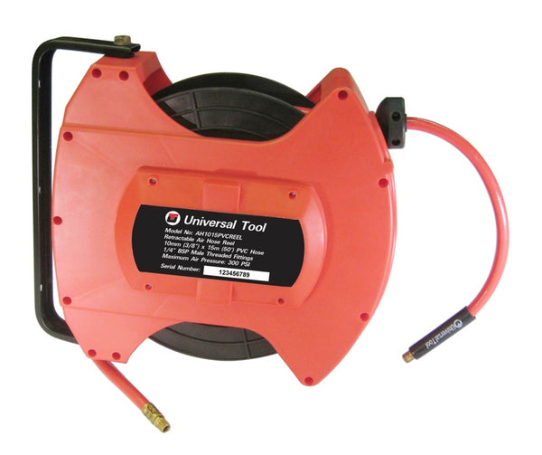 Coxreels Combo Air and Electric Hose Reel with Outlet Attachment With 3/8in  x 50f PVC Hose Max 300 PSI