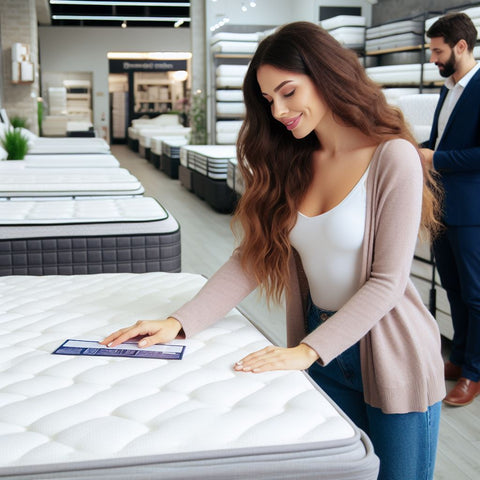 A Woman Is Shopping At A Mattress Store For A King-Sized Mattress