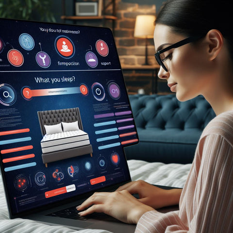 A Woman Taking A Mattress Quiz On A Computer