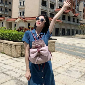 TAVIMART  -  Japanese Sweet Girls Pink Bow Backpacks Streetwear All Match Y2k Students Backpack Casual Fashion Aesthetic Women's Schoolbags - tavimart