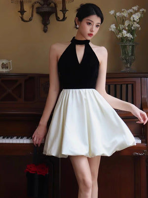 TAVIMART  -  Woman Spring Summer New Elegant Velvet Patchwork Mini A-line Dresses Sleeveless  Party Prom Fashion One Piece Clothes - tavimart