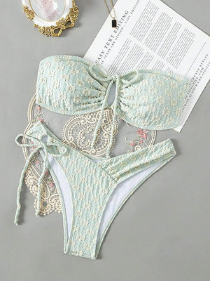 TAVIMART  -  Sexy Off Shoulder Bikini Set Summer New Push Up Swimwear Women Bathing Suit Mid Waist Swimsuit Beachwear - tavimart