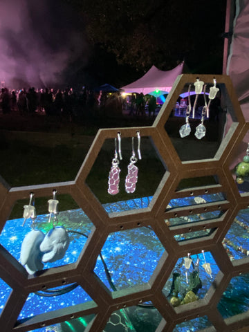 earring display at Electric Pow Wow festival, Utah, 2022