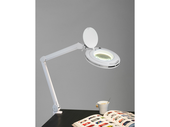 Stolní LED lampa Magni na clip, bílá, 8W, 76cm