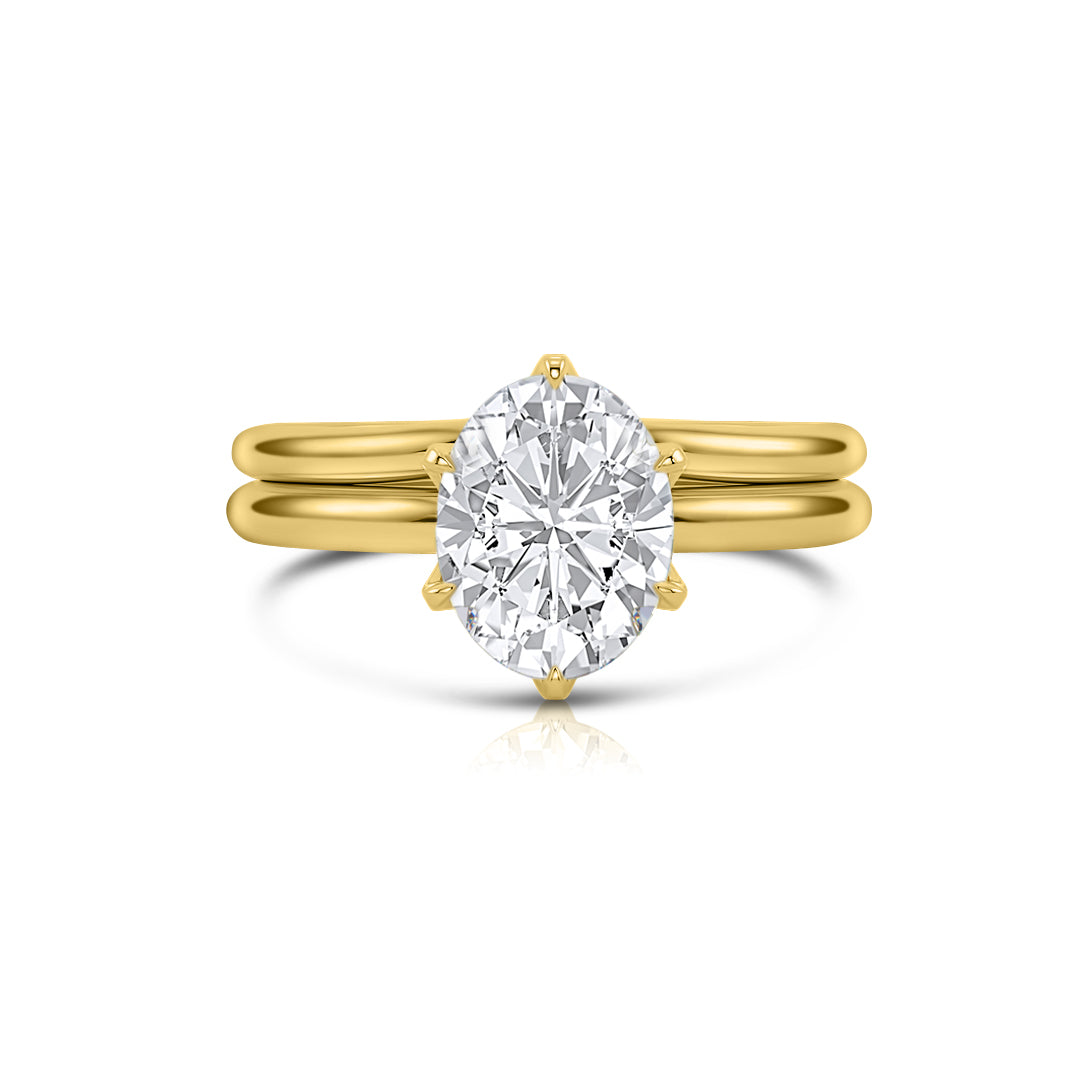 Six Prong Lab Grown Diamond Solitaire Gold Engagement Ring Emerald Set –  Zhedora