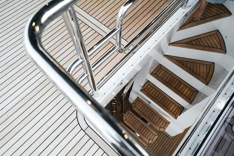 Luxury yacht wooden deck
