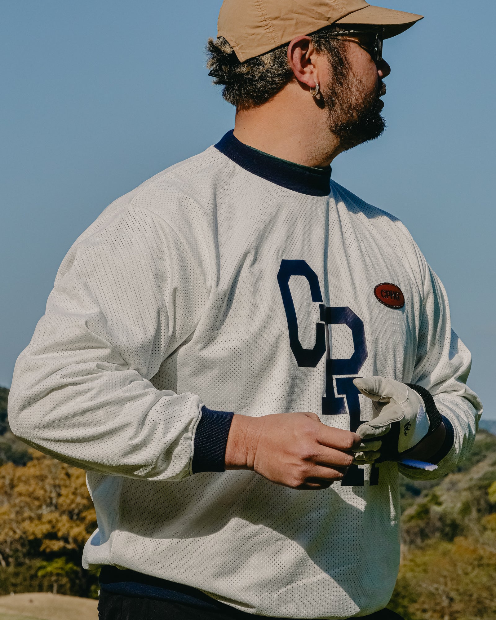 DOUBLE MESH L/S TEE - WHITE - – Captains Helm Golf