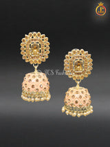Kundan Jhumka Earrings With stones and Imitation Pearls. Multiple Colors Available