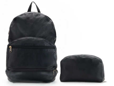 Black leather bag pack