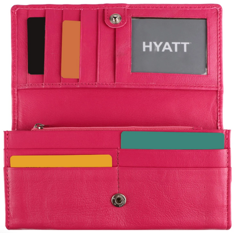 Pink Leather Wallet for Women