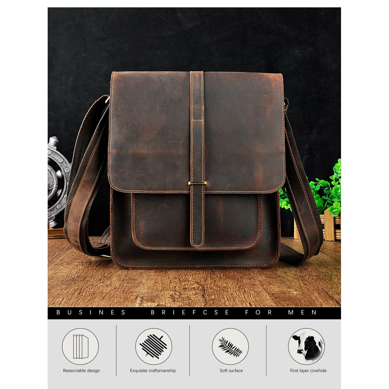 Crazy Horse Leather Sling Bag Vintage Leather Chest Bag Mens Crossbody –  Unihandmade