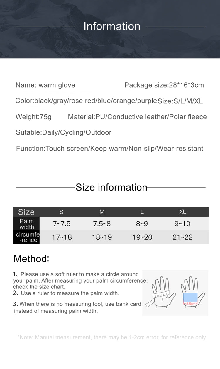 Gloves size guide
