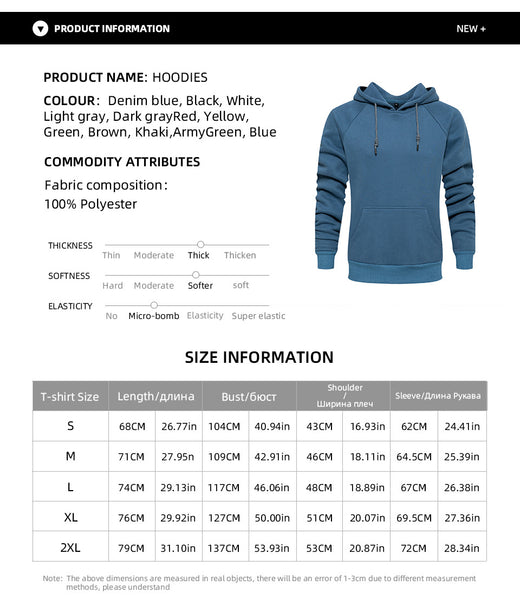 Balerz men hoodies and sweatshirts size charts
