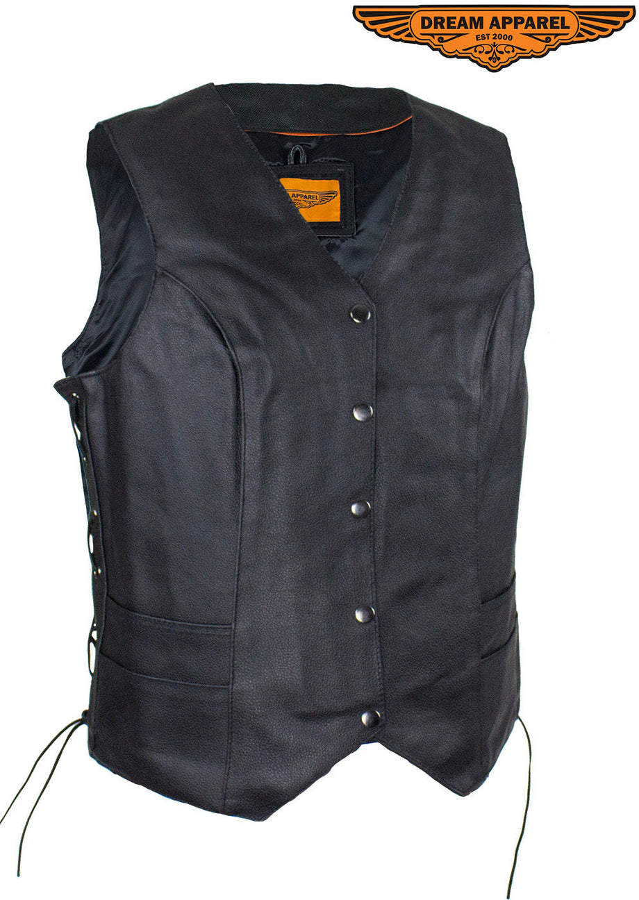 Women's Concealed Gun Pocket Vest W/ Side Laces – Black – sofaricollections