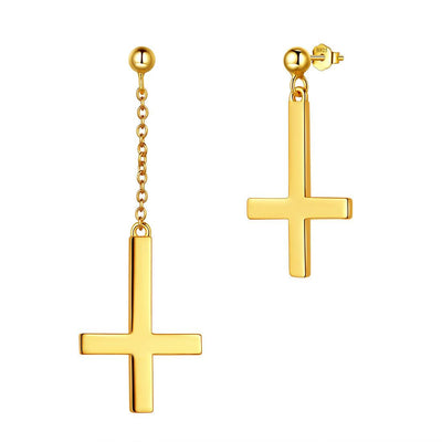 Inverted Cross Sterling Silver Earrings