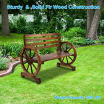 Load image into Gallery viewer, 2 Person Rustic Wood Wagon Wheel Patio Bench
