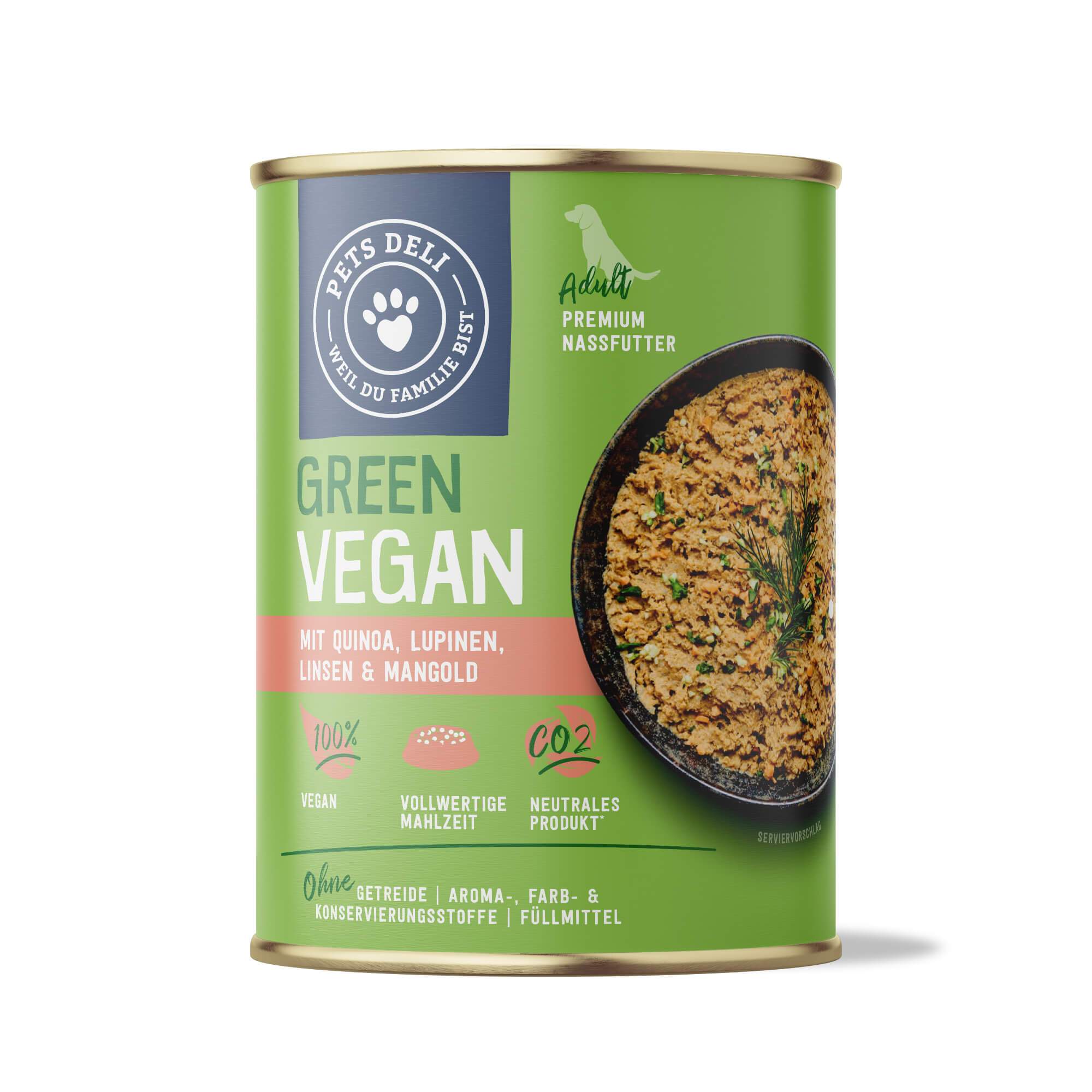 Cibo umido Green Vegan per cani: quinoa, lupini, lenticchie e bietola