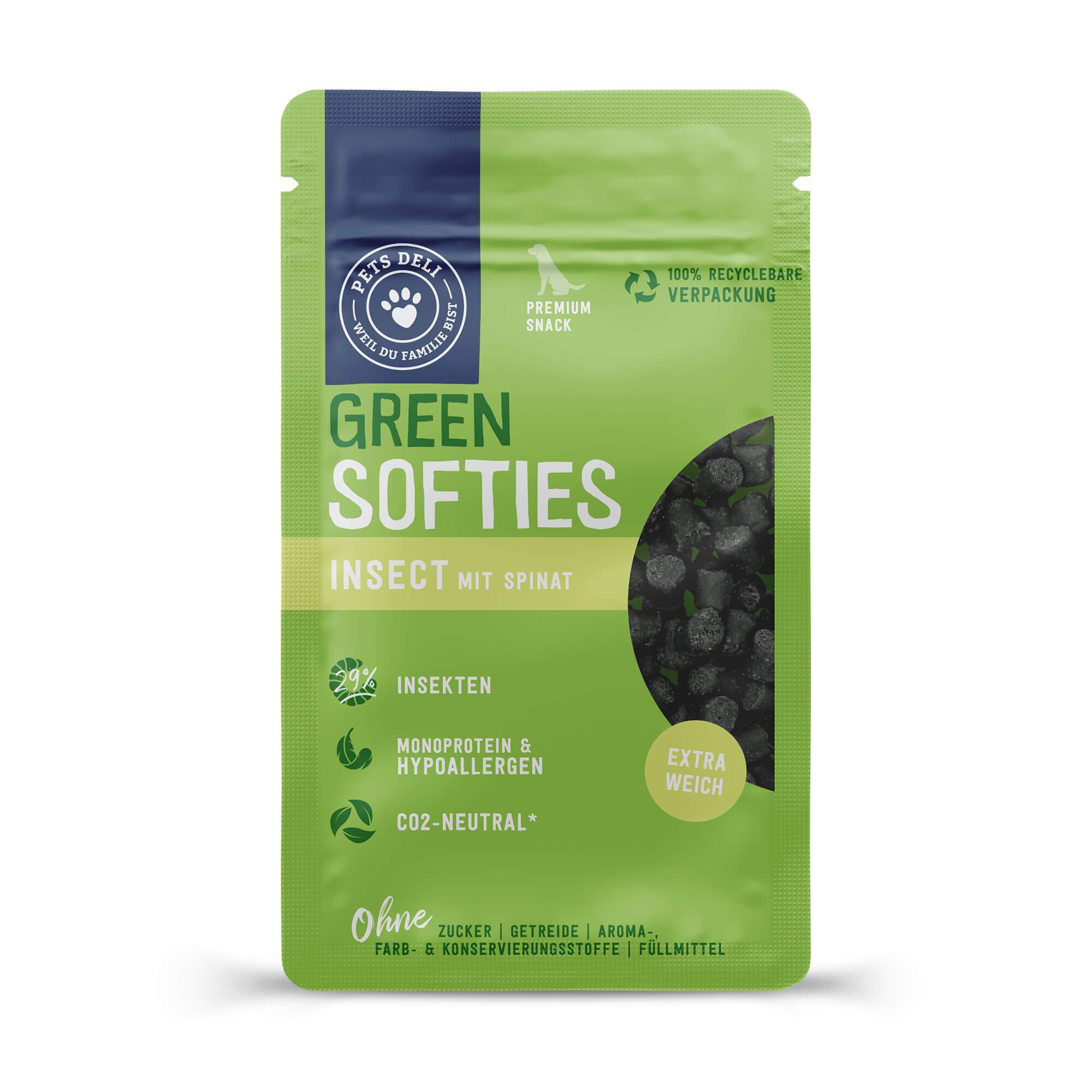 Snacks Green Mini per cani: insetto verde con spinaci