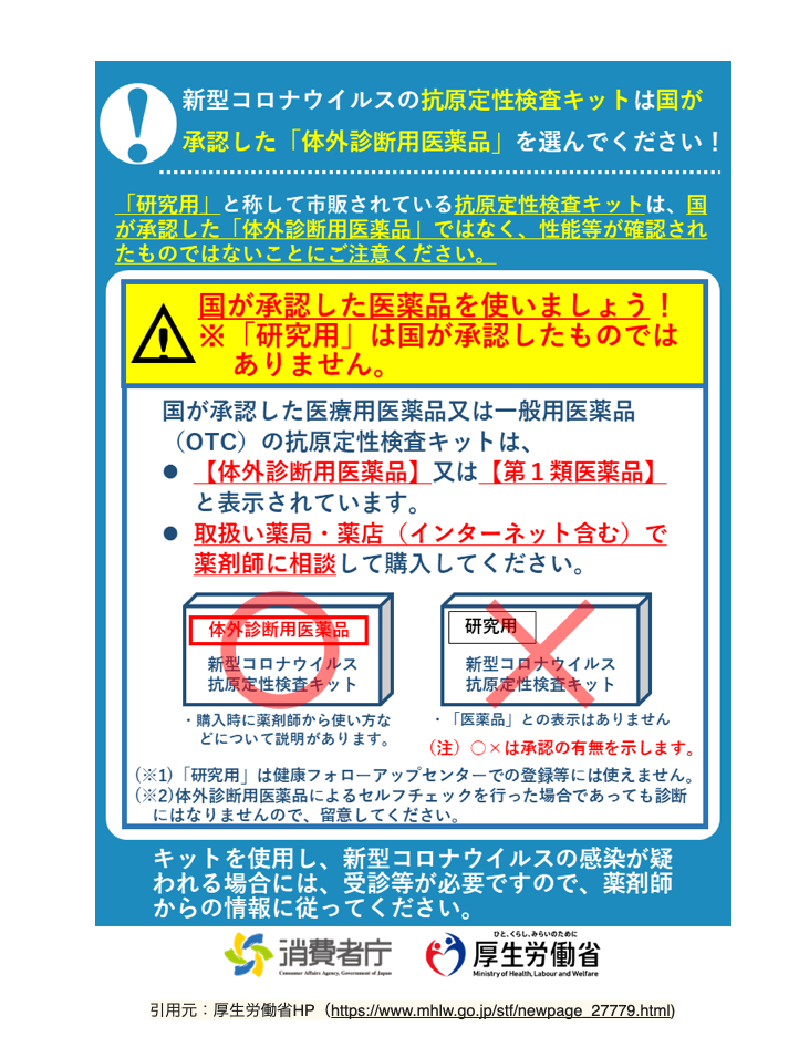 新型コロナウイルス 抗原検査キット 研究用 日本語説明書付