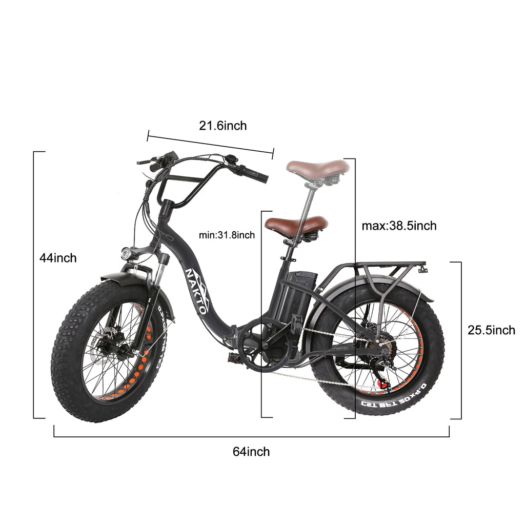 Nakto Ox folding ebike sizing chart