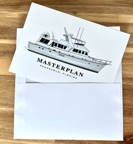 custom boat greeting cards