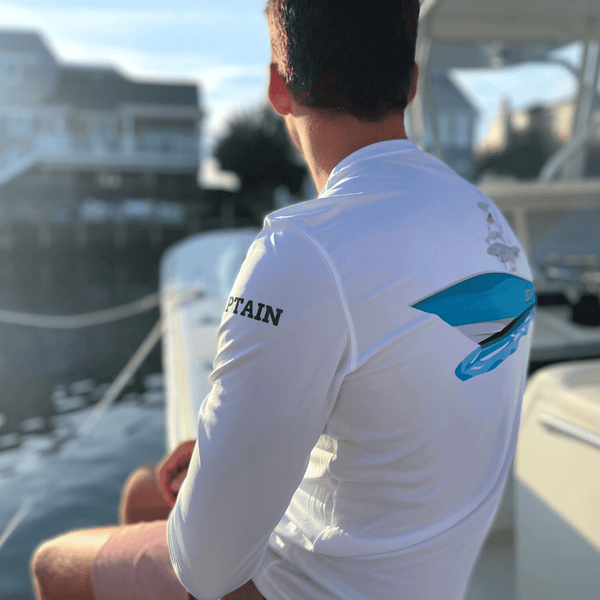 Custom Boat Image Performance Shirt for Boating Captain Shirt