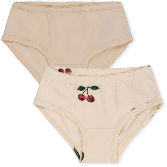 Basic 2 Pack Organic Cotton Underwear Peach Flower Printed -KONGES