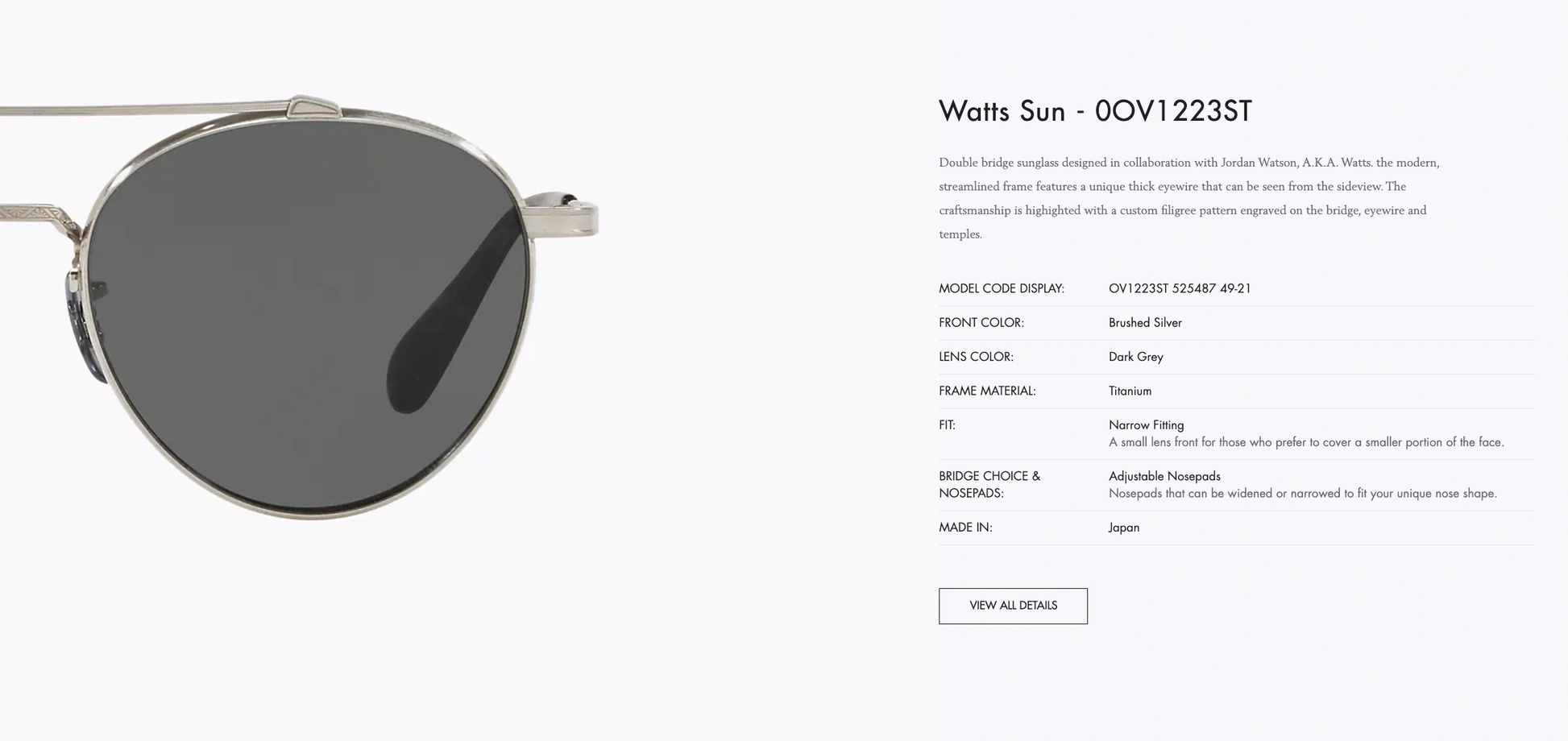 OLIVER PEOPLES Watts Sun OV1223st 49mm Dark Gray Titanium Japan MSRP $ –  Shade Review Store