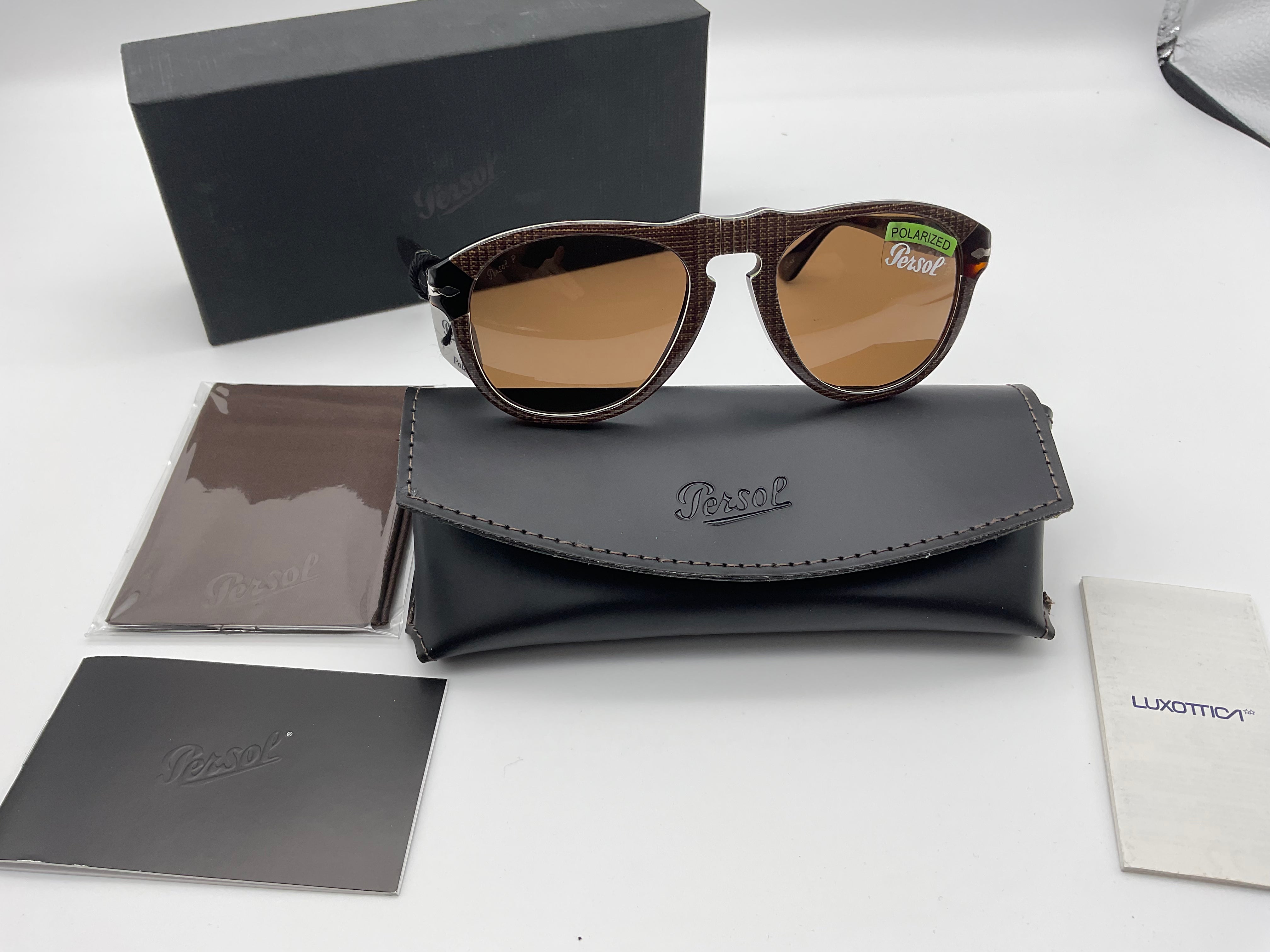 PERSOL SUNGLASSES 649 1091AN BROWN POLARIZED 52mm – Shade Review Store