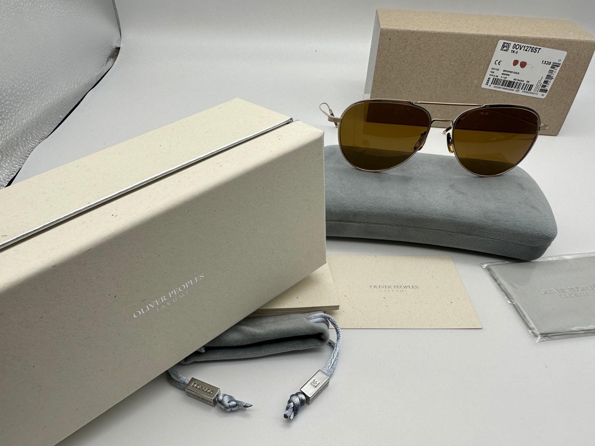 Oliver Peoples TK-3 56mm OV 1276ST 531153 Brushed Gold Brown Made in J –  Shade Review Store