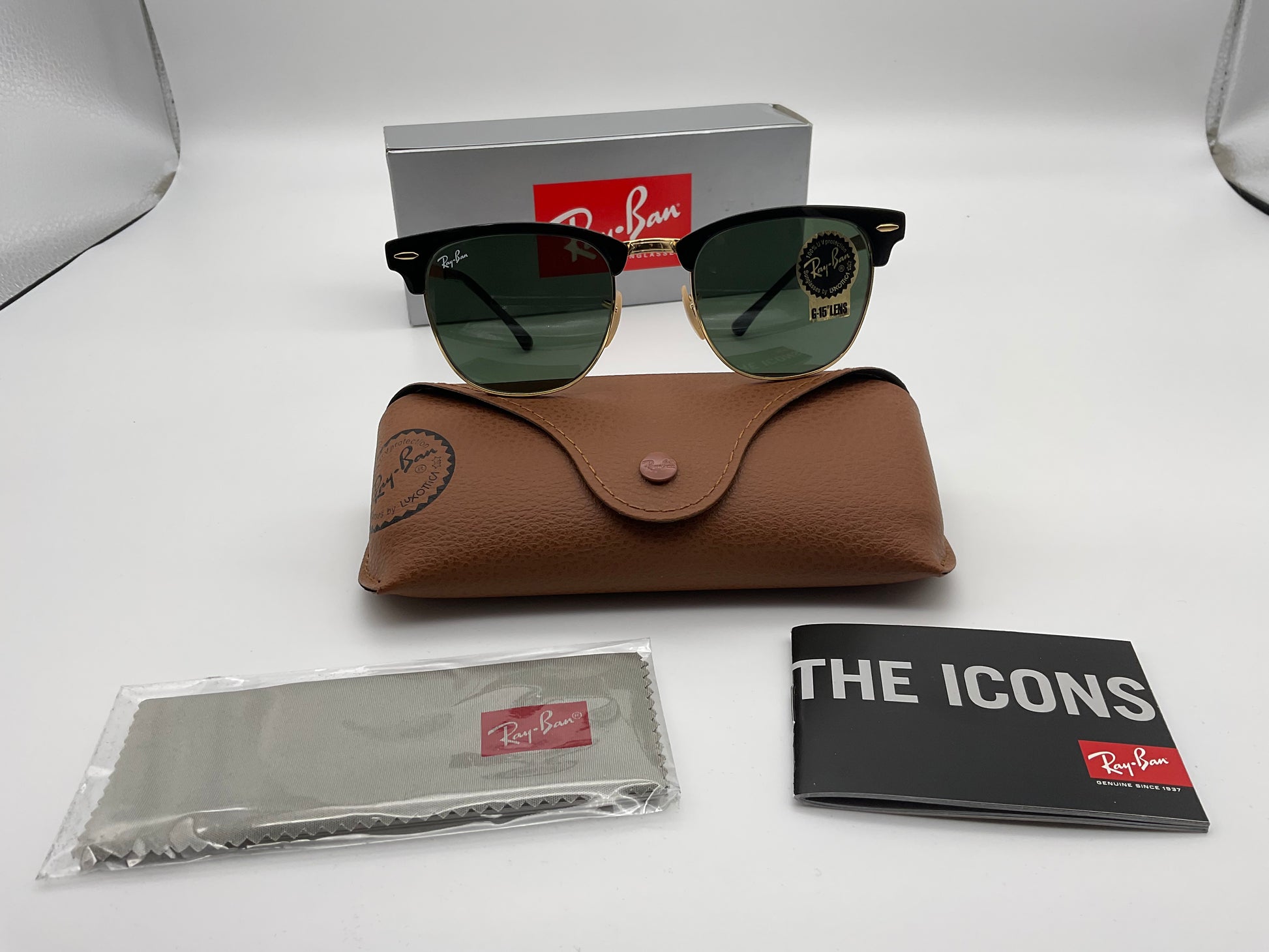 Ray-Ban Clubmaster 51mm Metal Green Lens Black Gold Frame Sunglasses R –  Shade Review Store