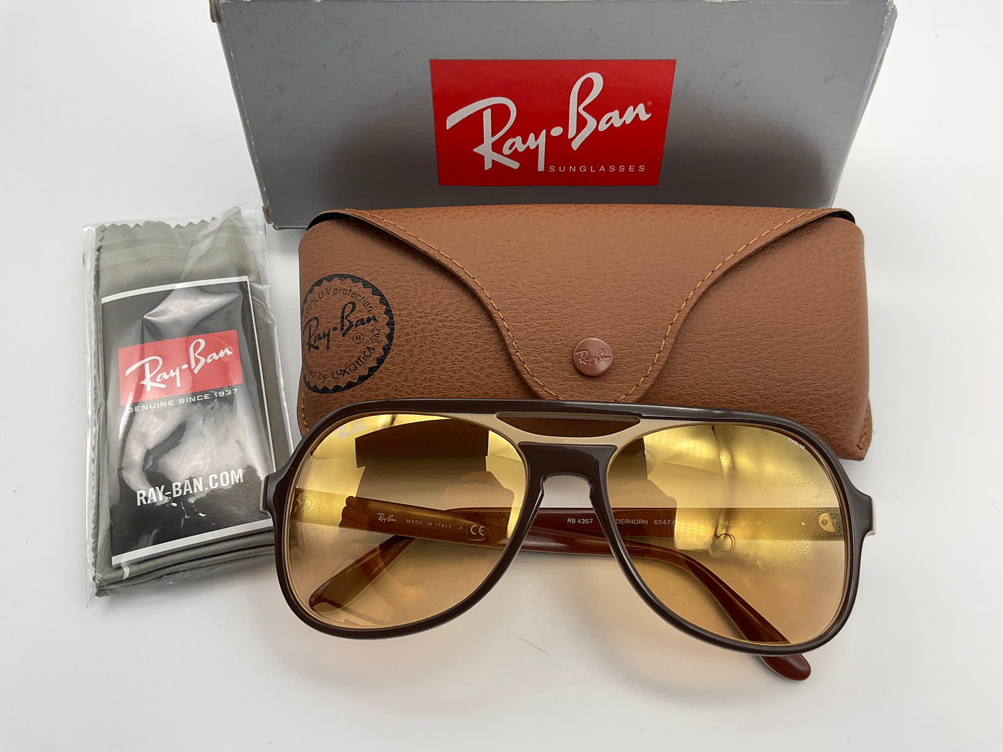 Ray Ban Powderhorn 58mm RB 4357 Dark Brown Photochromic Orange Mirror –  Shade Review Store