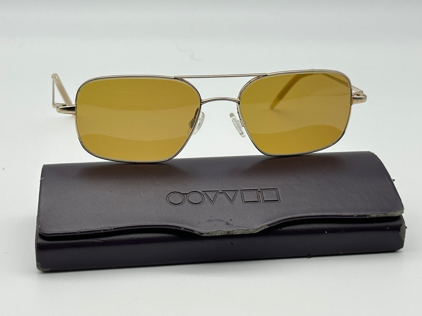 Oliver Peoples Victory 55 Gold VFX Cognac Burn Notice Michael Weston R –  Shade Review Store