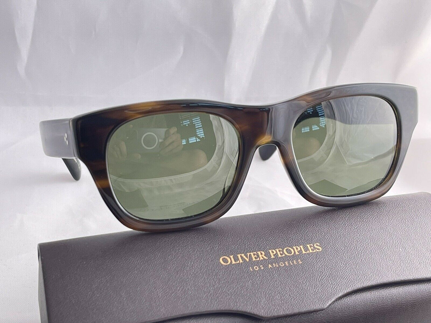 OLIVER PEOPLES Keenan 51mm Square Sunglasses MSRP $492 Bark G-15 New –  Shade Review Store