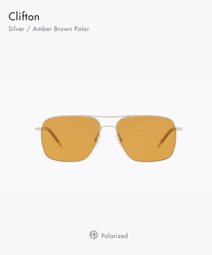 Oliver Peoples Clifton Silver 58mm Amber Brown Polar – Shade Review Store