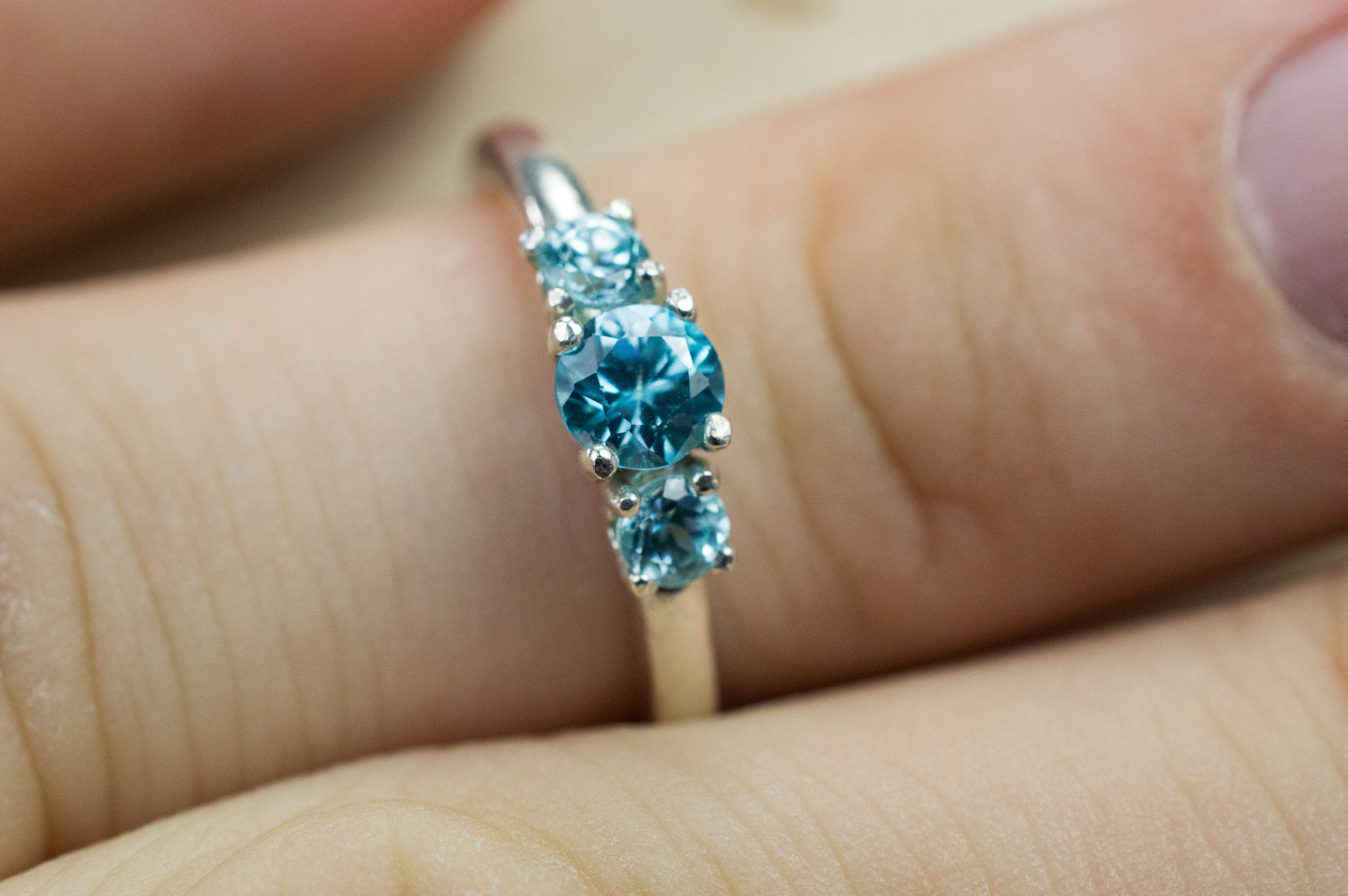 Genuine blue zircon on sale ring