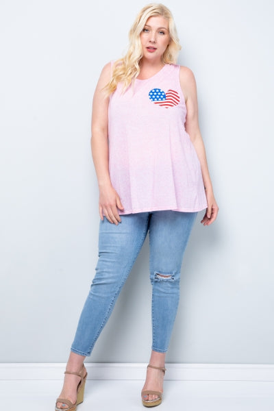 Plus Size Pink U.S Flag Tank Top | Pink Me Blue Boutique