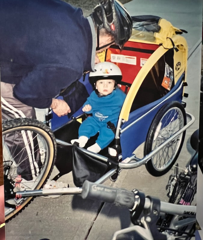 Little Lindsay in her Burley Trailer 1