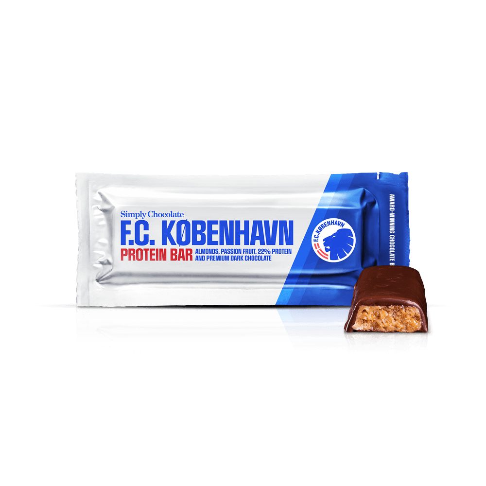 Billede af F.C. København proteinbar | Mandler, passionsfrugt og mørk chokolade